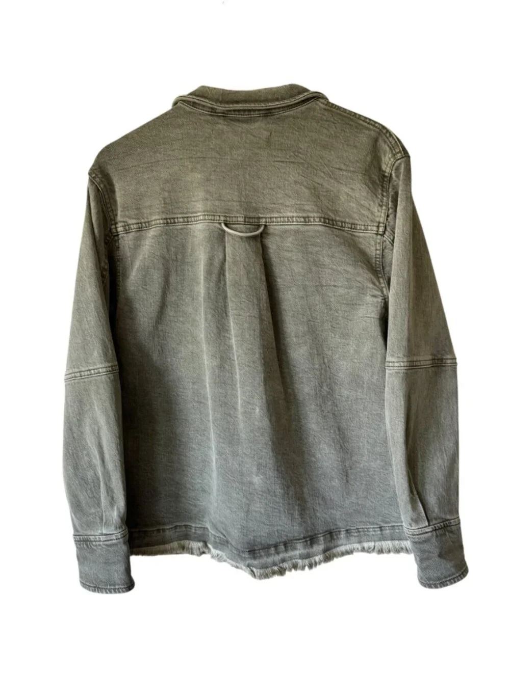Free People Harley Military Shacket Utility Distressed Pockets Frayed Hem Sm - Picture 2 of 16